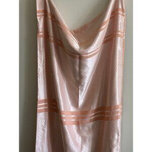 50s 40s Vintage Peachy Pink Polyester Satin Stripe Tablecloth 51x44 Square